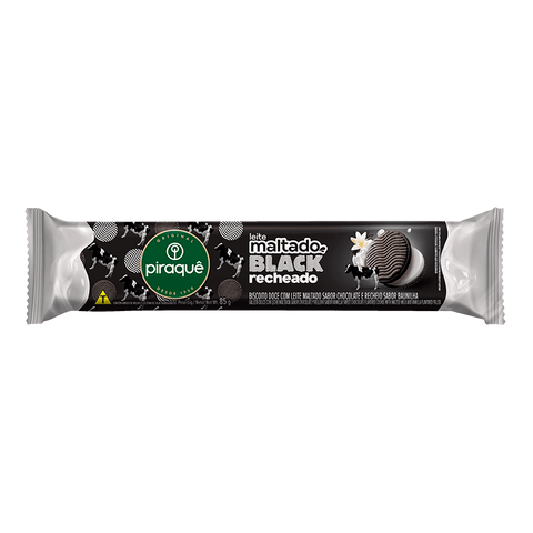 BISCOITO PIRAQUE LEITE MALTADO RECH BLACK BAUNILHA 85g