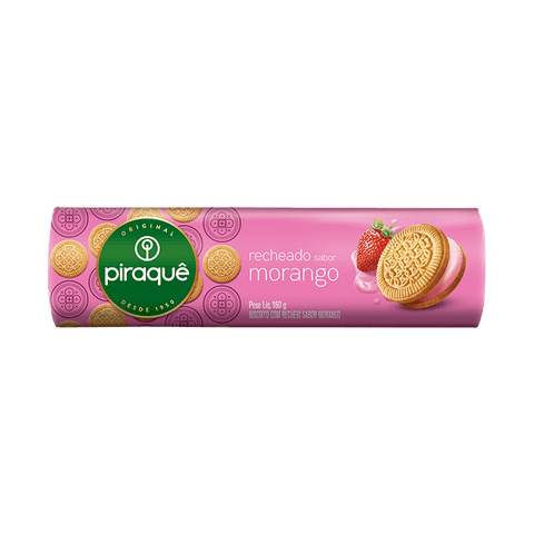 BISCOITO PIRAQUE RECHEADO MORANGO 160g