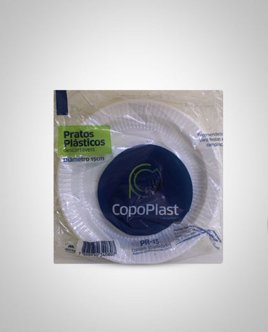 PRATO DESCARTAVEL COPOPLAST BRANCO 15cm C/10