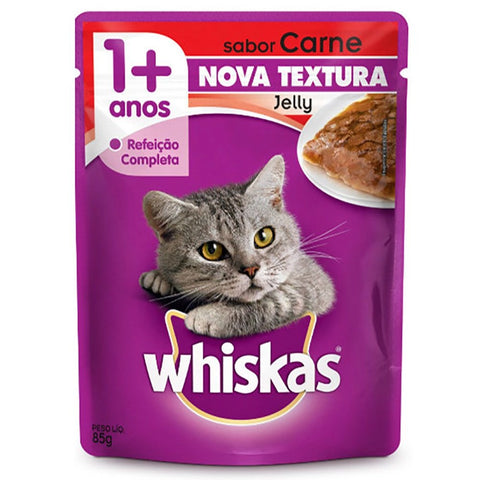 RACAO WHISKAS SH 85G JELLY CARNE