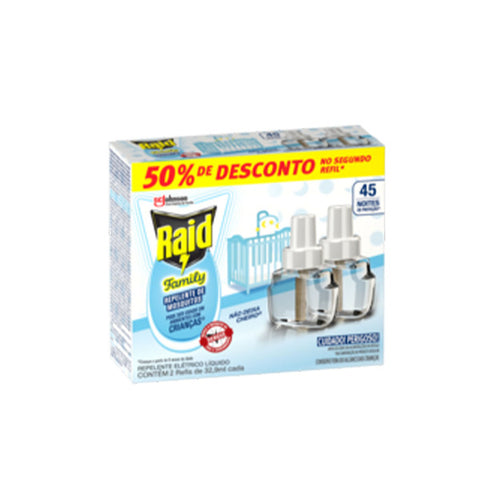 REPELENTE RAID LIQUIDO ELET FAMILY 45 NOIT 2RF 65,8ml