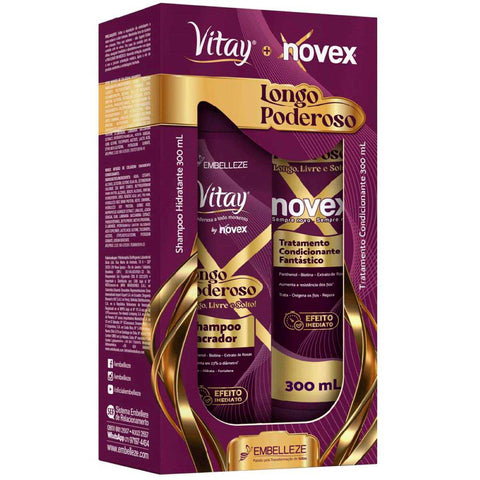 KIT SHAMPOO E CONDICIONADOR VITAY NOVEX REPOSICAO DE MASSA 600ml