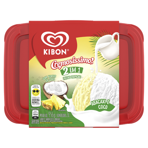 SORVETE KIBON CREMOSISSIMO 2 EM 1 TROPICAL 2L