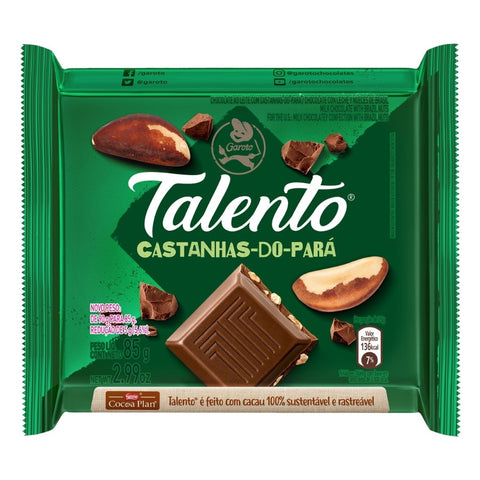 CHOCOLATE GAROTO TALENTO 85g CASTANHA PARA