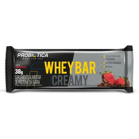 BARRA PROBIOTICA WHEYBAR CREAMY 38G MORANGO