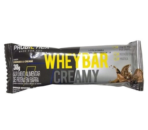BARRA PROBIOTICA WHEYBAR CREAMY 38G COOKIES CREAM