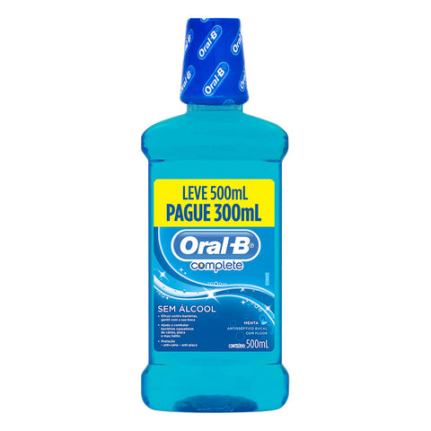 ANTISSEPTICO ORAL B COMPLETE MENTA S/ALCOOL 500ML