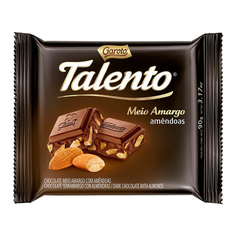 CHOCOLATE GAROTO TALENTO AMENDOAS MEIO AMARGO 90G