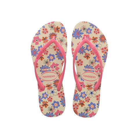 HAVAIANAS SLIM ROMANCE BEGE PALHA/ROSA 41/42
