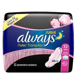 ABSORVENTE ALWAYS NOITES TRANQUILAS SUAVE C/ABAS C/32