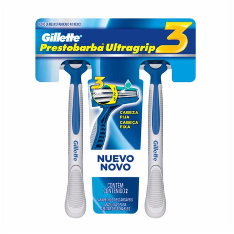 APARELHO GILLETTE PRESTOBARBA ULTRA GRIP 3  C/2