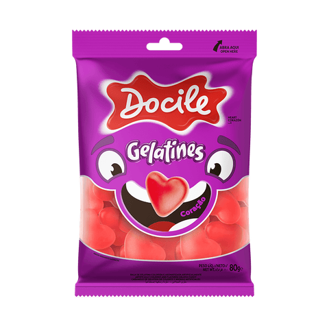 BALA DOCILE GELATINES CORACAO 80g