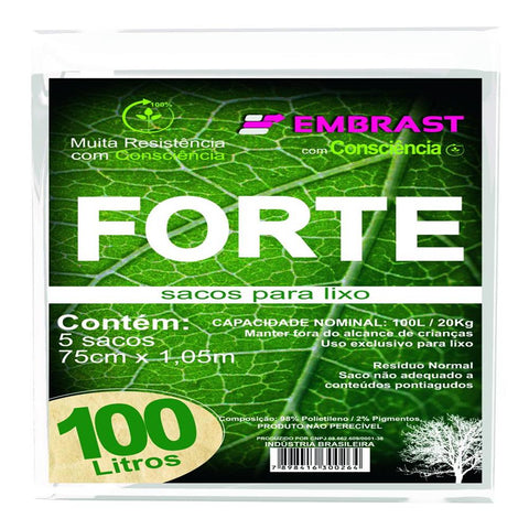 SACO P/ LIXO MAIS FORTE 100L C/5