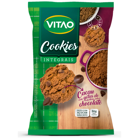 BISC VITAO COOKIE INTEGRAL CACAU GOTAS CHOC 80g