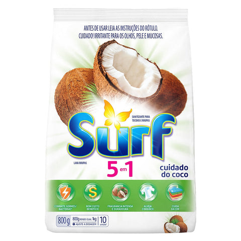 LAVA ROUPAS PO SURF 5 EM 1 CUIDADO COCO SH 800g