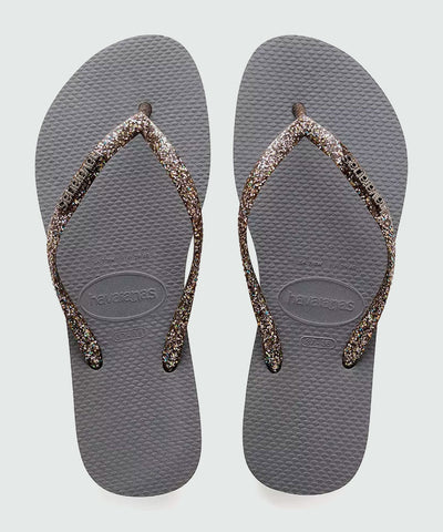 HAVAIANAS SLIM LOGO METALIC CINZA 33/34