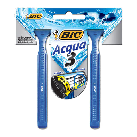 APARELHO BIC AZUL AQUA C/2