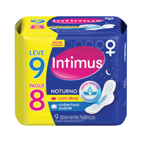 ABSORVENTE INTIMUS GEL NOTURNO SUAVE C/ABAS L9 P8