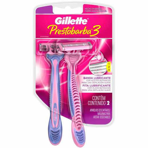 APARELHO GILLETTE PRESTOBARBA 3 FEMININO C/2