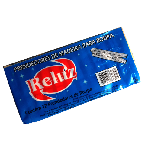 PRENDEDOR ROUPA RELUZ MADEIRA C/12