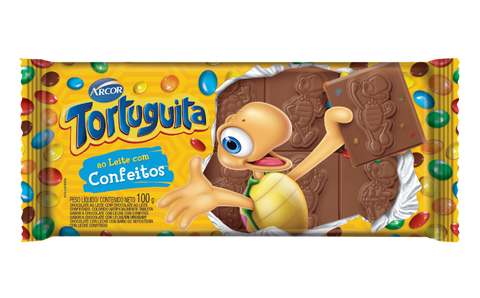 CHOCOLATE ARCOR TORTUGUITA AO LEITE C/CONFEITOS 100g