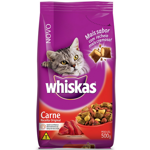 RACAO WHISKAS CARNE 500G